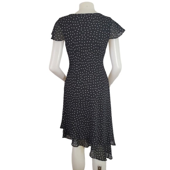 VINTAGE Donna Ricco Womens Black White Polka Dot Party Dress Size 6 Short Sleeve - Picture 2 of 8